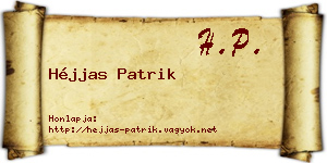 Héjjas Patrik névjegykártya